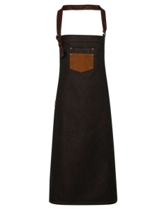 'DIVISION' WAXED LOOK DENIM BIB APRON WITH FAUX LEATHER - Img 3