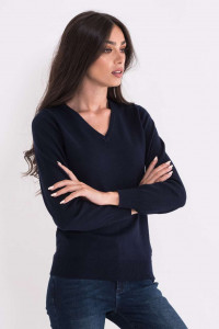 LADIES’ V-NECK FINE GAUGE COTTON PULLOVER - Img 1