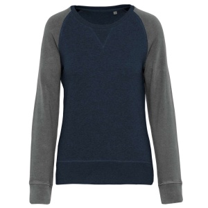 LADIES' TWO-TONE ORGANIC CREW NECK RAGLAN SLEEVE SWEATSHIRT - Img 2