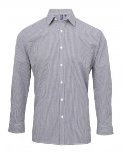 MEN'S LONG SLEEVE GINGHAM COTTON MICROCHECK SHIRT - Img 2