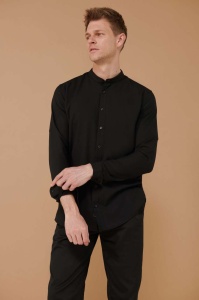 MEN'S MANDARIN SHIRT WITH ROLL-TAB SLEEVE