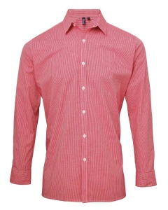 MEN'S LONG SLEEVE GINGHAM COTTON MICROCHECK SHIRT - Img 7