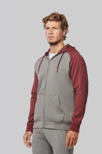 UNISEX TWO-TONE ZIPPED HOODED FLEECE JACKET