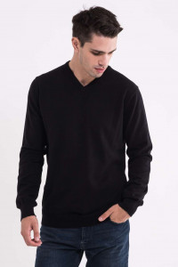 MEN’S V-NECK FINE GAUGE COTTON PULLOVER - Img 2
