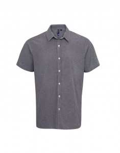 MEN'S SHORT SLEEVE GINGHAM COTTON MICROCHECK SHIRT - Img 1