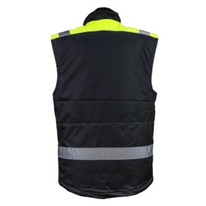 Vesta de protectie de iarna, imblanita, impermeabila, negru/galben NEON - Img 2