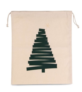 COTTON BAG WITH CHRISTMAS TREE DESIGN AND DRAWCORD CLOSURE - Img 2