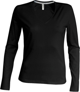 LADIES' LONG-SLEEVED V-NECK T-SHIRT
