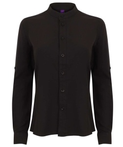LADIES' MANDARIN SHIRT WITH ROLL-TAB SLEEVE - Img 2