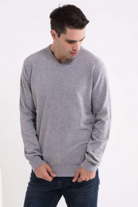 MEN’S V-NECK FINE GAUGE COTTON PULLOVER - Img 3