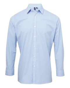 MEN'S LONG SLEEVE GINGHAM COTTON MICROCHECK SHIRT - Img 8
