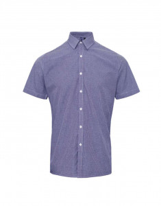 MEN'S SHORT SLEEVE GINGHAM COTTON MICROCHECK SHIRT - Img 2