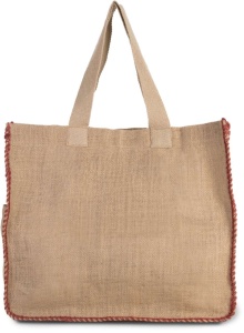 JUTE BAG WITH CONTRAST STITCHING - Img 3