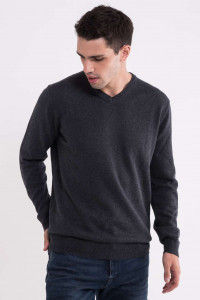 MEN’S V-NECK FINE GAUGE COTTON PULLOVER - Img 4
