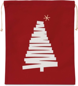 COTTON BAG WITH CHRISTMAS TREE DESIGN AND DRAWCORD CLOSURE - Img 3