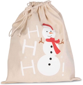 COTTON BAG WITH SNOWMAN DESIGN AND DRAWCORD CLOSURE - Img 2