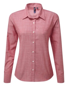 WOMEN'S COTTON SLUB CHAMBRAY LONG SLEEVE SHIRT - Img 2