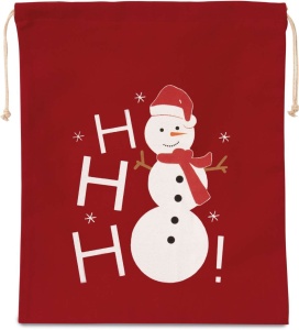 COTTON BAG WITH SNOWMAN DESIGN AND DRAWCORD CLOSURE - Img 3