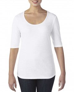 WOMEN’S TRI-BLEND DEEP SCOOP 1/2 SLEEVE TEE - Img 1