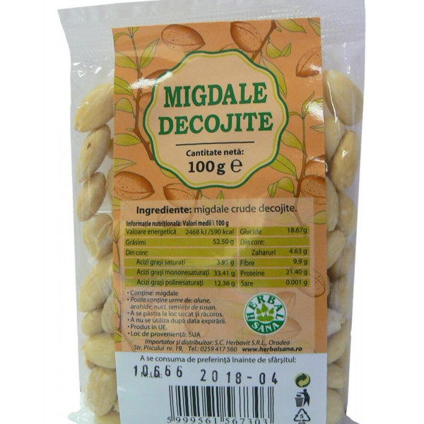 Migdale crude decojite - 100 g Herbavit
