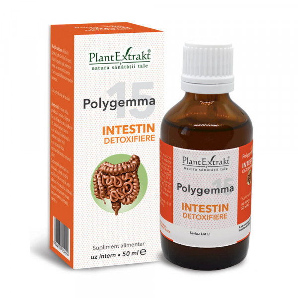 Polygemma 15 Intestin detoxifiere, Plantextrakt, ambalaj nou