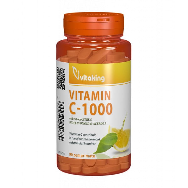 Vitamina C 1000 mg cu bioflavonoide, acerola si macese - 90 cpr
