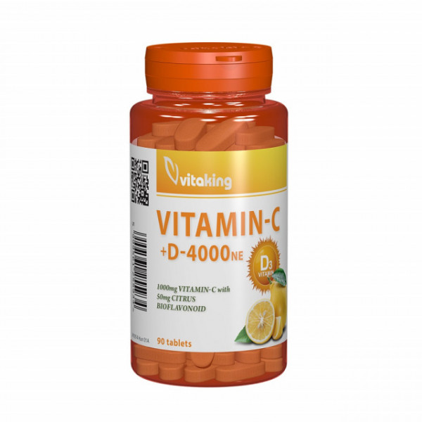 Vitamina C 1000mg + D 4000mg cu bioflavonoide - 90 cpr