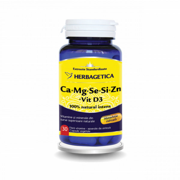 Ca+Mg+Se+Si+Zn cu Vitamina D3 Complex Forte - 30 cps