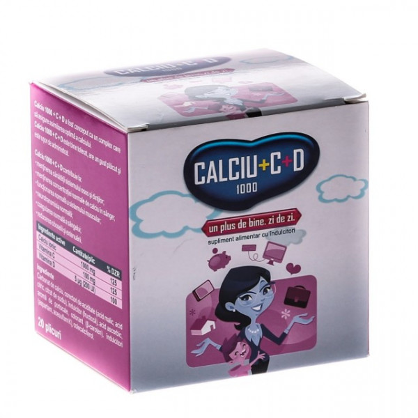Calciu 1000 + Vitamina C + D - 20 plicuri
