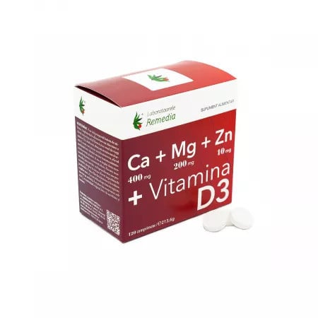 Calciu, Magneziu, Zinc si vitamina D3 - 120 cpr