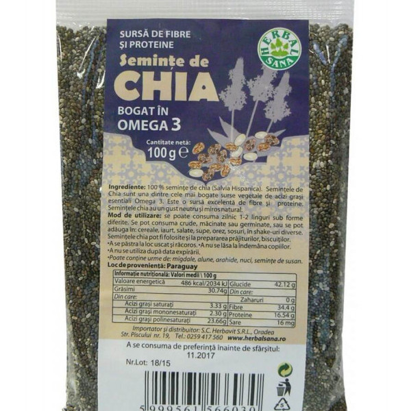Seminte de Chia - 100 g Herbavit