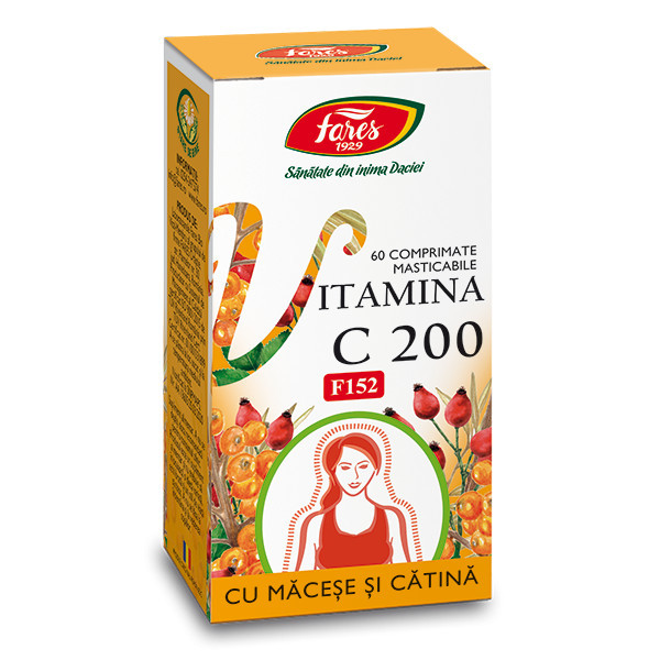 Vitamina C 200 mg cu Macese si Catina, F152 - 60 cpr