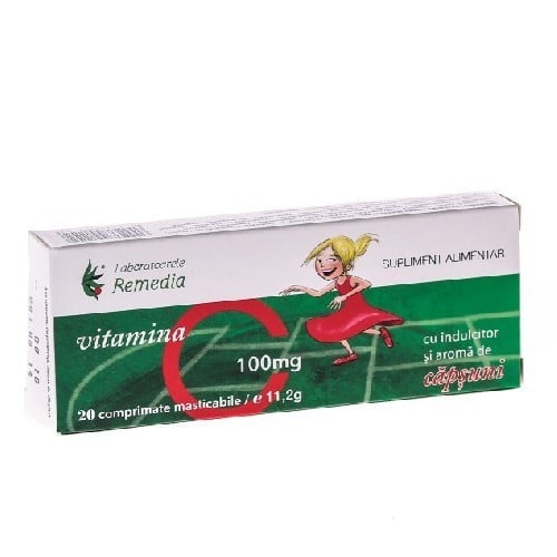Vitamina C capsuni 100 mg - 20 cpr Remedia