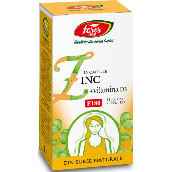 Zinc + Vitamina D3, F180 - 30 cps