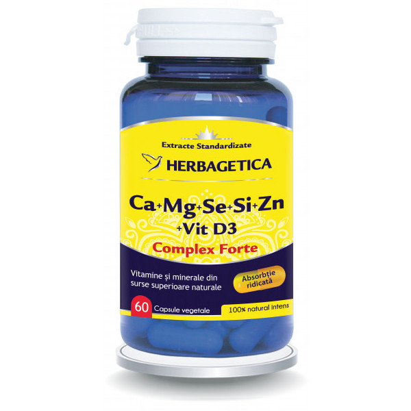 Ca+Mg+Se+Si+Zn cu Vitamina D3 Complex Forte - 60 cps