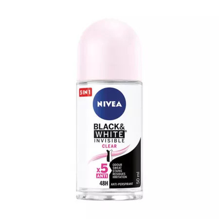 Deodorant roll-on Nivea Black & White Invisible Clear - 50 ml