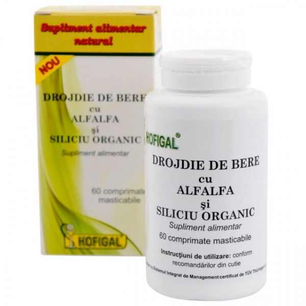 Drojdie de bere cu AlfAlfa si Siliciu Organic - 60 cpr Hofigal
