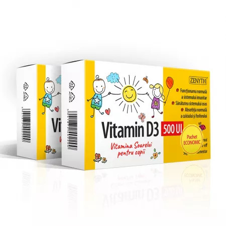 Pachet promotional Vitamina D3 500 UI pentru copii - 30 cps + 30 cps