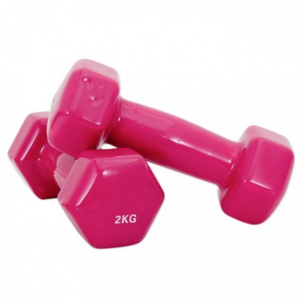 Set gantere epoxy 2 x 2 kg roz Dayu Fitness