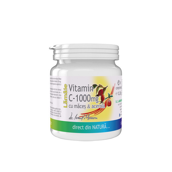 Vitamina C 1000 mg cu Acerola Lamaie cu macese - 10 cpr