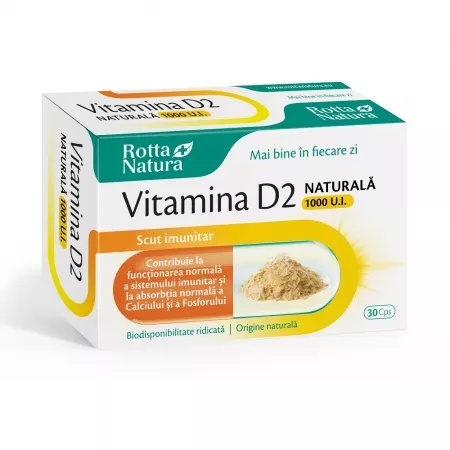 Vitamina D2 naturala 1000 U.I - 30 cps