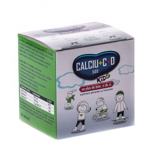 Calciu 500 + D3 + Vitamina C Kids - 20 dz