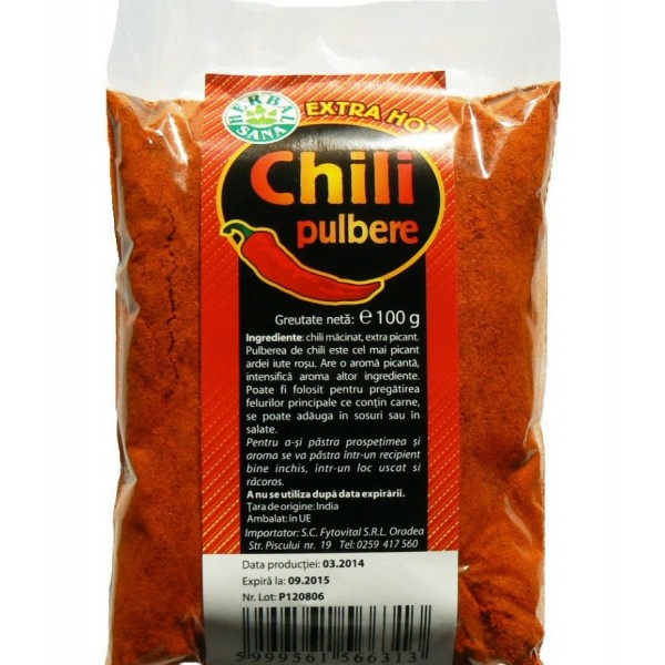 Chili pudra extra hot - 100 g Herbavit