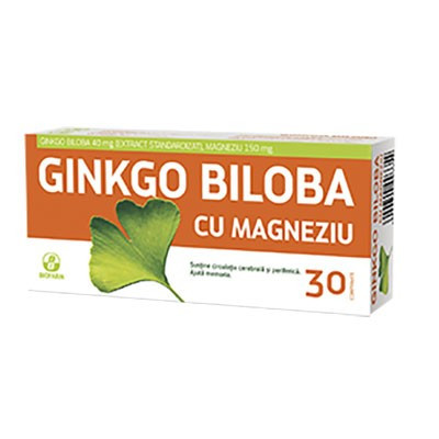 Ginkgo Biloba 40 mg + Magneziu 150 mg - 30 cpr