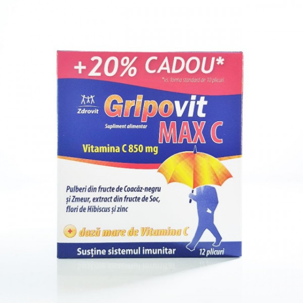 Gripovit Max C - 10 plicuri + 20% Cadou, Zdrovit