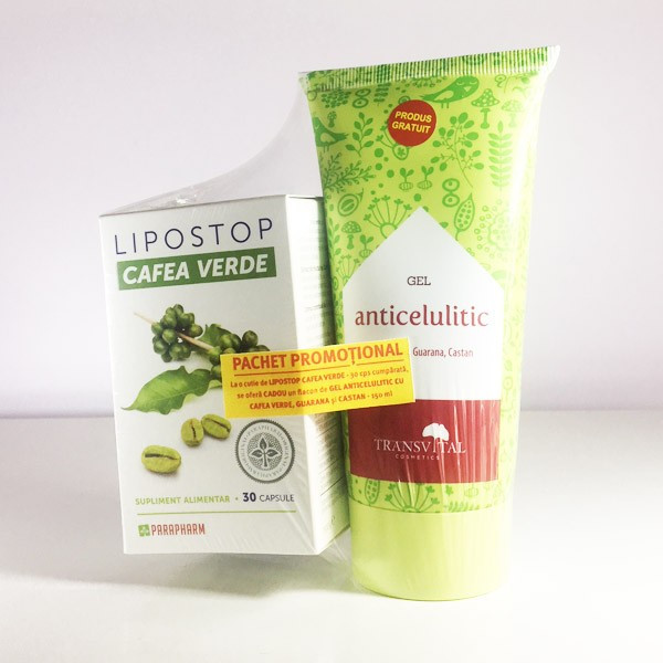 Lipostop Cafea Verde - 30 cps + Gel anticelulitic - 150 ml Cadou