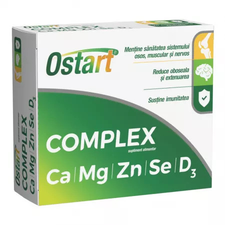 Ostart Complex Ca + Mg + Zn + Se + D3 - 30 cpr