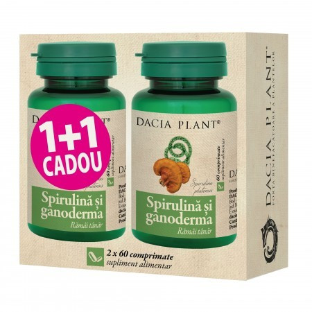 Spirulina si Ganoderma - 60 cpr 1+1 GRATIS