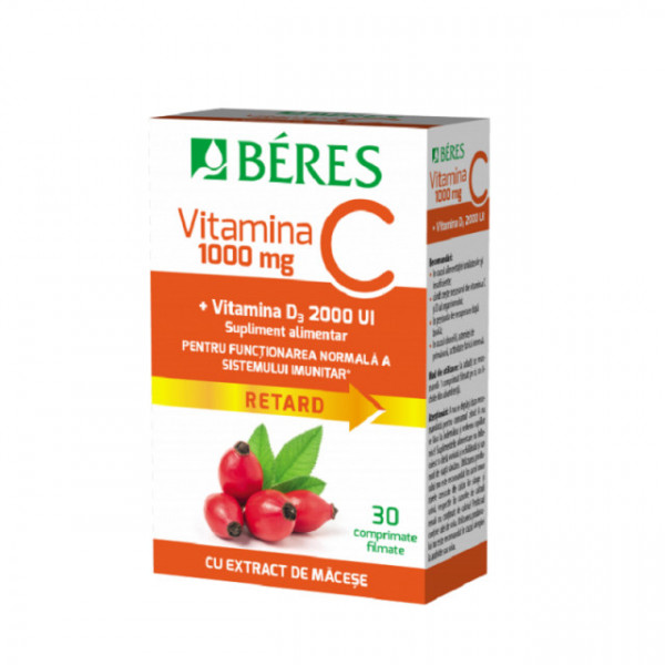 Vitamina C 1000 mg + Vitamina D3 2000UI Retard - 30 cpr