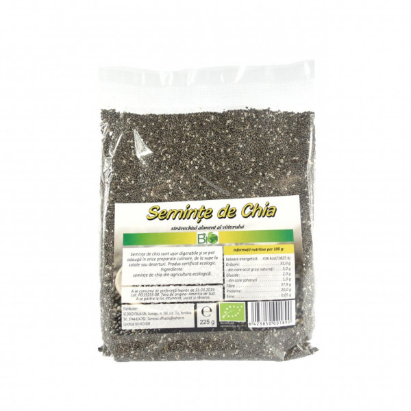 Chia, seminte de chia crude, BIO RAW - 225 g